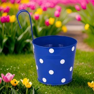 Accent décoratif coloré enduit de poudre à pois garde-corps de balcon suspendu Pot de fleur jardinière jardin pépinière Pots couleur personnalisée - Product Image 4