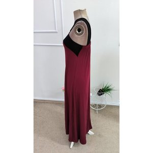 Robe longue bicolore en viscose pour femme avec détail croisé sur le devant, 36881 - Bourgogne - Product Image 6