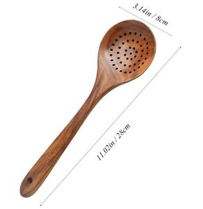 Vente chaude couverts modernes couverts en bois haute exigence cuillère à fente et cuillères de service occasion de fête bas prix - Product Image 5