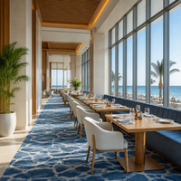 Meubles de cafétéria modernes, fauteuils rembourrés à dossier incurvé, tables en bois massif, ensemble table et chaises de café pour hôtel, restaurant