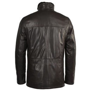 Manteau marron doublé en cuir d'agneau et peau de mouton pour homme, veste de moto de haute qualité, vente en gros - Product Image 2