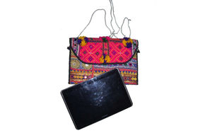 Bolso de mano Banjara, espejo de gran capacidad, tradicional indio, bordado a mano, cierre de cremallera de algodón, bohemio, portátil para - Product Image 6