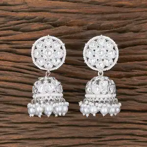 Buy Online Wholesale Artificial Indo Western Jhumki Pearl Earring With Rhodium Plating 110099