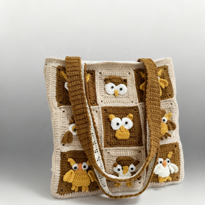 Bolso de Hombro Tejido a Mano con Diseño de Búho, Venta al Por Mayor, Personalizado, para Uso Diario de Mujeres - Product Image 5