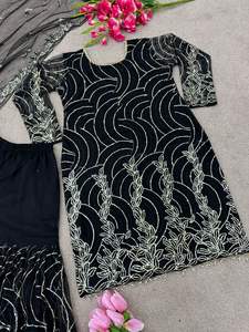 Presenting New <b>Top</b> With Sharara Plazo in Soft Butterfly <b>Net</b> With Heavy Embroidery Sequence Work Fully Stitched With Dupatta - Product Image 3