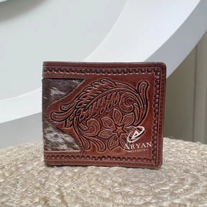 ใหม่แฮนด์เมดคาวบอยของแท้Cowhideหนังดอกไม้มือToolledกระเป๋าสตางค์ผู้ชายตะวันตกด้วยมือแกะสลักล่าสุดผู้ชายกระเป๋าสตางค์หรูหรา - Product Image 1