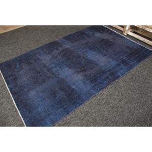 Alfombra Turca de 4.8x7.7 pies, Alfombra Vintage Decorativa, Alfombra de Lana Sólida Azul y Negra - Product Image 2