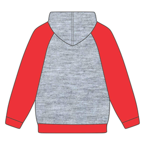 Sudadera con Capucha DST Delta Grey, Cuerpo Gris, Mangas Raglán Rojas, Mezcla de Algodón, Ropa de Hermandad Griega Divine Nine, Ropa de Vida Griega - Product Image 3