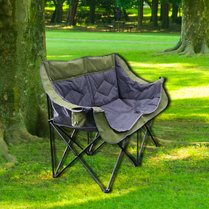 Silla de Camping plegable doble mixta gris azul para 2 personas con capacidad de carga de 320kg accesorios de Camping al aire libre con amigos - Product Image 4