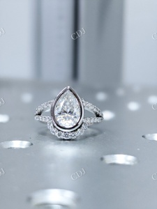 Bagues de fiançailles en Moissanite découpées à la main, en forme de U, avec lunette complète, bague de mariage Antique Surprise - Product Image 6