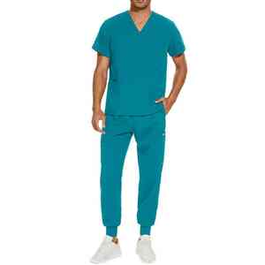 Conjunto de Uniforme Médico Unisex para Hombre, Cuello Holgado con Múltiples Bolsillos, Pantalones Médicos Ajustados Tipo Jogger, Uniformes Quirúrgicos para Hospital - Product Image 1