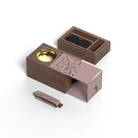 Ensemble de brûleur à encens en bois de pin et métal de style nordique Prisma Designs avec pinces |   Mubkhar géométrique minimaliste |   Ramadan haut de gamme et durable