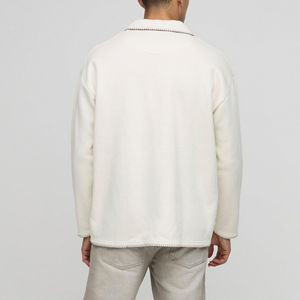 OEM/ODM manga larga elegante cuello y borde Polo camiseta para hombres 100% algodón logotipo personalizado impreso suelta fit Polo camiseta para hombres - Product Image 3