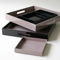 Plateau de laque moderne pour intérieurs premium Elégant couleur pastel vente en gros plateau de courtoisie fini laque