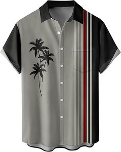 Camisa Hawaiana de Manga Corta con Botones, de Satén y Algodón, con Logotipo Personalizado, para Hombre y Mujer, para el Trabajo y Vacaciones - Product Image 1