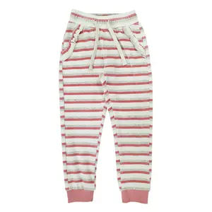 Fashionable Pants For Girls Trousers For Ladies Wholesale Prices Cotton White And Pink Elastic Waist/ankle