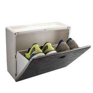 Scarpiera a parete sottile 1 porta 3 paia di scarpe con chiusura magnetica grigio/Beige/bianco 51x17x40 cm - Product Image 1