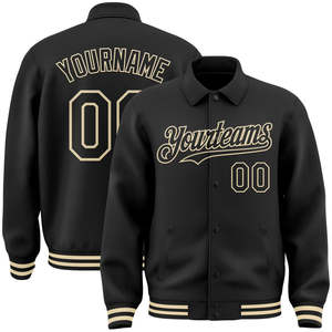 Blouson aviateur Letterman léger personnalisable pour hommes col montant design universitaire noir classique - Product Image 5