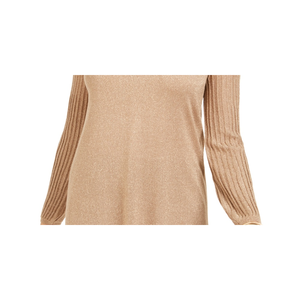 Chemisier décontracté pour femme JM Collection, taille XL/XS, avec col en maille lurex et col volanté, haut tricoté pour le bureau, couleur or - Product Image 3