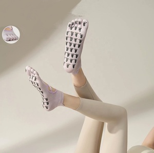 Calcetines Deportivos JAYCAN para Mujer, Color Gris, 5 Dedos, Diseño Cruzado, Secado Rápido, Antibacterianos, Ecológicos, de Spandex y Algodón, para Invierno - Product Image 4