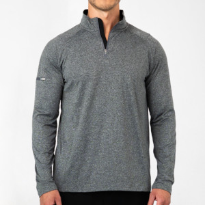 Chine vente en gros col zippé solide respirant Fitness solide Golf pull à manches longues personnalisé quart de fermeture éclair - Product Image 4