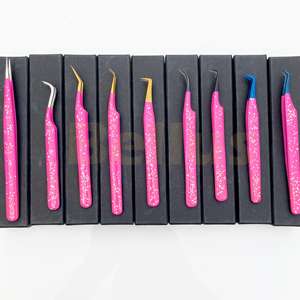 Pinzas para pestañas con puntas recubiertas de Plasma Bellus International, pinzas para extensión de pestañas con punta de fibra, logotipo personalizado, acabado en polvo de gelatina - Product Image 5