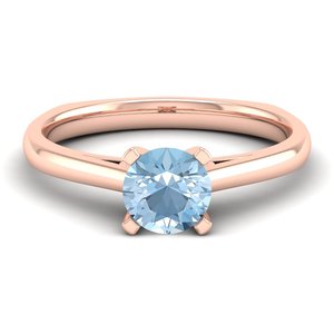 Anillo Solitario de Oro Amarillo de 14K/18K con Gema de Aguamarina de Corte Redondo de 0.75 Quilates, Joyería Fina al por Mayor para Mujer, Estilo Minimalista REYES - Product Image 6