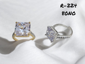 แหวนประดับอัญมณีสี่เหลี่ยมทันสมัยชุบทองและเงินสำหรับงานแต่งงานงานวันครบรอบ - Product Image 1