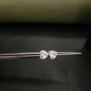 Pendientes de Plata de Ley 925 con Forma de Corazón, Elegantes y Modernos, con Diamantes y Baño de Oro Rosa, para Regalos de San Valentín o Aniversario - Product Image 4