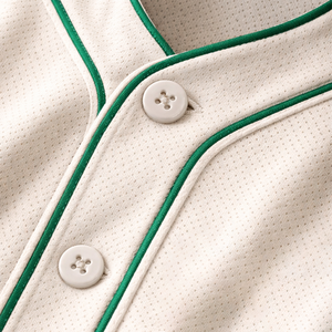 Camiseta de Béisbol Personalizada con Ribete Verde, Uniforme de Equipo con Botones, Transpirable y de Secado Rápido - Product Image 5