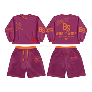 Ropa Urbana, 100% Algodón, Buena Calidad, Verano, Personalizada, Camiseta y Pantalones Cortos de Algodón para Hombre, Conjunto de 2 Piezas - Product Image 5