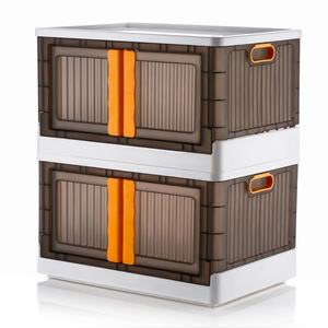 Grande boîte de rangement portable en plastique de 72 L, pliable, organisateur de placard pour chambre et armoire, bac empilable multicolore - Product Image 2