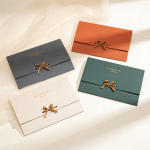 Enveloppes de graduation écologiques personnalisées avec nœud, en papier recyclé, enveloppes pliables pour invitations d'événements, cartes de vœux promotionnelles - Product Image 1
