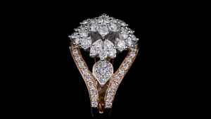 Bague cocktail en diamant de laboratoire taille marquise et poire |   Bague de soirée de luxe pour femmes |   Bijoux fins de créateur - Product Image 4