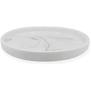 Plateau décoratif arrondi en marbre blanc avec poignées dorées Plateau de service en résine de vente chaude pour la décoration intérieure - Product Image 5