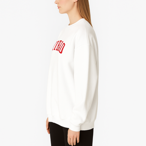 Fabricante personalizado de peso pesado Streetwear de cuello redondo de gran tamaño Drop Shoulder mujeres bordado sudaderas - Product Image 3