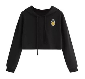 Nouveau mode décontracté dames haut court à capuche respirant pull à manches longues femmes haut court à capuche - Product Image 3