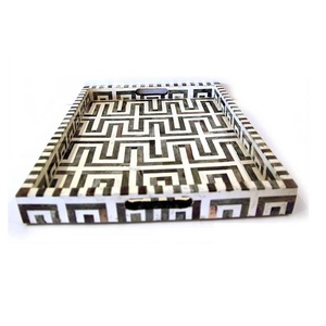 Hot Selling Mango Wooden Breakfast Server Tray Latest Design <b>Top</b> Trending Enamel Finishing Food <b>Cake</b> Dessert Serving Tray - Product Image 6