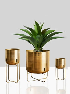 กระถางและเครื่องปลูกต้นไม้เคลือบผงทองเหลืองสำหรับใช้ในบ้านและกลางแจ้ง - Product Image 3