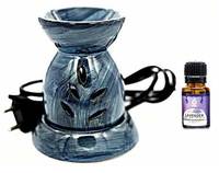 Difusor de Aroma Eléctrico de Cerámica Hecho a Mano con Zafiro Real de la Mejor Calidad, Quemador de Aceite Ecológico Anti-Olores ABK IMPEX