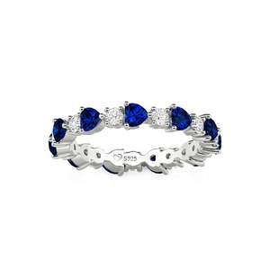 Bague d'éternité personnalisée Jeulia avec saphir taille ronde en forme de cœur - Bijoux fins romantiques - Product Image 3