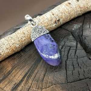 Boho Style 925 Sterling Silver Charoite Gemstone Pendentif Bijoux Fins Faits À La Main pour Femmes Cadeau De Mariage - Product Image 1