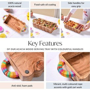 Customized Modern Luxury Multifunctional Decorative Serving Trays Wood and Metal in Various Wedding Ramadan Colors - Product Image 6
