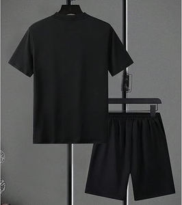 Conjunto liso de verano 2025, camiseta de media manga para mujer, Top y pantalones cortos con estampado de letras de gran tamaño, chándal, método de tejido de punto - Product Image 2