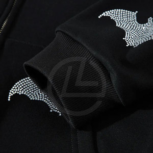 Sudadera con capucha de lujo para hombre con calavera de diamantes de imitación y diseño de logotipo Loose Fit Streetwear para invierno - Product Image 6