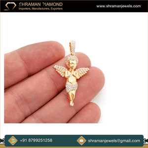 Lujoso y Premium, Cherubín Orando Pequeño de 1.00 TCW, Oro de 14K, Excelente Calidad, Probador de Diamantes Naturales, Joyería de Plata Principal, Regalo de Moda - Product Image 4