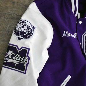 Blouson Bomber Unisexe de Qualité Luxe, Corps en Laine, Manches en Cuir, Patch en Chenille avec Lettres, Toile, Vente Chaude, Joueur de Baseball, Hiver - Product Image 3