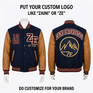 Chaqueta Varsity Premium de 420 GSM con mezcla de lana, mangas de cuero PU, color negro y crema, con parche de logotipo bordado en chenilla personalizado. - Product Image 4
