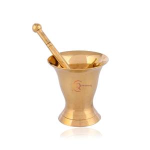 Mortier et pilon en laiton massif de couleur or de forme ronde avec la plus grande qualité ensemble de mortier et de pilon de taille personnalisée fait à la main - Product Image 4