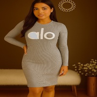 Lot de robes pour femmes - Vêtements de marque en gros en stock - Divers imprimés - Robes de soirée moulantes en maille côtelée de marques célèbres pour femmes